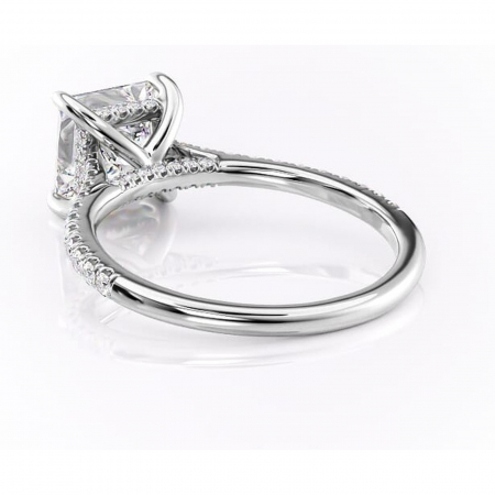 Inel de logodnă Zella din aur Alb 14kt cu moissanite tăietură princess – Montură pavé rafinată pentru profil înalt | Personalizează și configurează gratuit online [3]