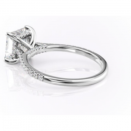 Inel de logodnă Zella din aur Alb 14kt cu moissanite tăietură princess – Montură pavé rafinată pentru profil înalt | Personalizează și configurează gratuit online [4]