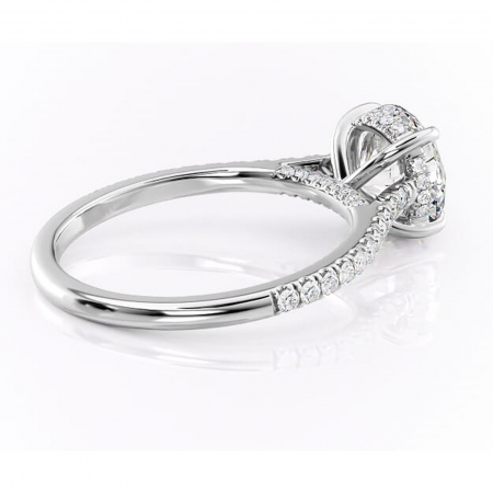 Inel de logodnă Zella din aur Alb 14kt cu moissanite tăietură rotundă – Montură pavé rafinată pentru profil înalt | Personalizează și configurează gratuit online [2]