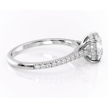 Inel de logodnă Zella din aur Alb 14kt cu moissanite tăietură rotundă – Montură pavé rafinată pentru profil înalt | Personalizează și configurează gratuit online [1]