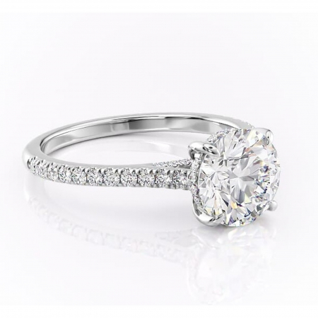 Halo - Inel de logodnă Zella din aur Alb 14kt cu moissanite tăietură rotundă – Montură pavé rafinată pentru profil înalt | Personalizează și configurează gratuit online