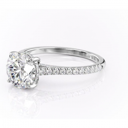 Inel de logodnă Zella din aur Alb 14kt cu moissanite tăietură rotundă – Montură pavé rafinată pentru profil înalt | Personalizează și configurează gratuit online [6]