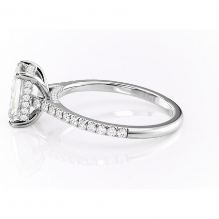 Inel de logodnă Zella din aur Alb 14kt cu moissanite tăietură smarald – Montură pavé rafinată pentru profil înalt | Personalizează și configurează gratuit online [5]