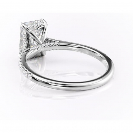 Inel de logodnă Zella din aur Alb 14kt cu moissanite tăietură smarald – Montură pavé rafinată pentru profil înalt | Personalizează și configurează gratuit online [3]