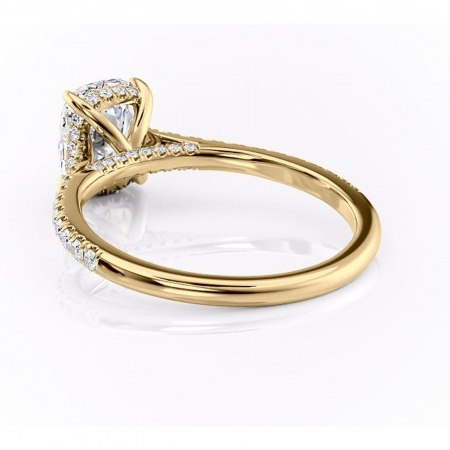 Inel de logodnă Zella din aur Galben 14kt cu moissanite tăietură asscher – Montură pavé rafinată pentru profil înalt | Personalizează și configurează gratuit online [3]