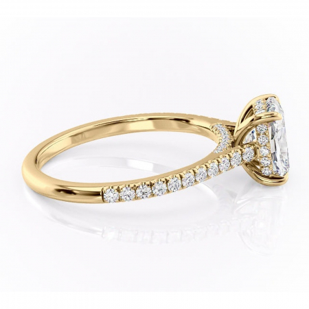 Inel de logodnă Zella din aur Galben 14kt cu moissanite tăietură asscher – Montură pavé rafinată pentru profil înalt | Personalizează și configurează gratuit online [1]