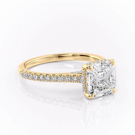 Aur galben - Inel de logodnă Zella din aur Galben 18kt cu moissanite tăietură asscher – Montură pavé rafinată pentru profil înalt | Personalizează și configurează gratuit online