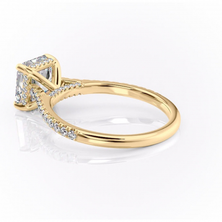 Inel de logodnă Zella din aur Galben 14kt cu moissanite tăietură asscher – Montură pavé rafinată pentru profil înalt | Personalizează și configurează gratuit online [4]