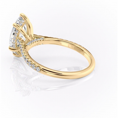 Inel de logodnă Zella din aur Galben 14kt cu moissanite tăietură marquise – Montură pavé rafinată pentru profil înalt | Personalizează și configurează gratuit online [4]