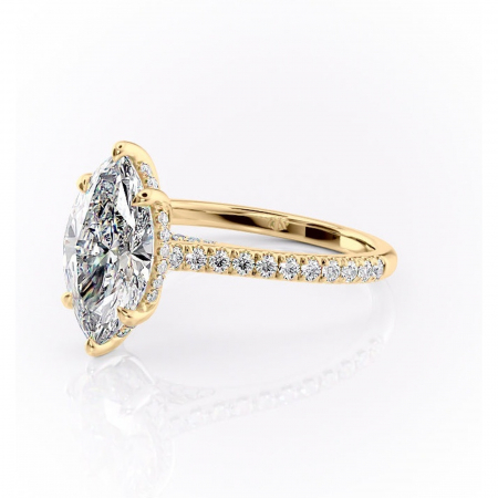 Inel de logodnă Zella din aur Galben 14kt cu moissanite tăietură marquise – Montură pavé rafinată pentru profil înalt | Personalizează și configurează gratuit online [6]