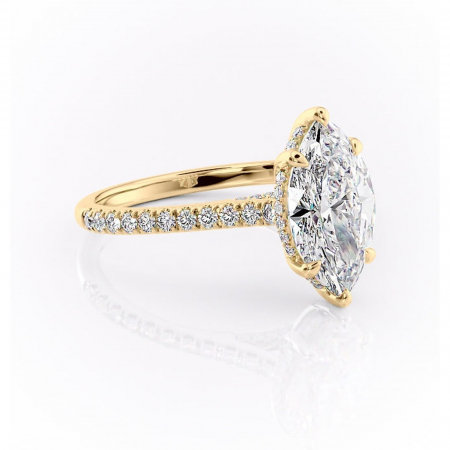 Marquise - Inel de logodnă Zella din aur Galben 18kt cu moissanite tăietură marquise – Montură pavé rafinată pentru profil înalt | Personalizează și configurează gratuit online