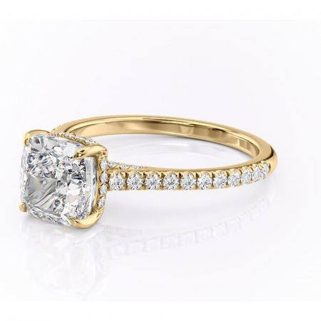 Inel de logodnă Zella din aur Galben 14kt cu moissanite tăietură pernă – Montură pavé rafinată pentru profil înalt | Personalizează și configurează gratuit online [6]