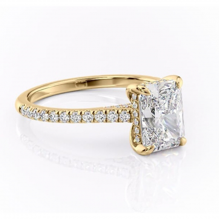 Aur galben - Inel de logodnă Zella din aur Galben 18kt cu moissanite tăietură radiantă – Montură pavé rafinată pentru profil înalt | Personalizează și configurează gratuit online