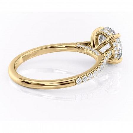 Inel de logodnă Zella din aur Galben 14kt cu moissanite tăietură rotundă – Montură pavé rafinată pentru profil înalt | Personalizează și configurează gratuit online [2]