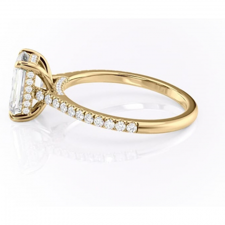 Inel de logodnă Zella din aur Galben 14kt cu moissanite tăietură smarald – Montură pavé rafinată pentru profil înalt | Personalizează și configurează gratuit online [5]