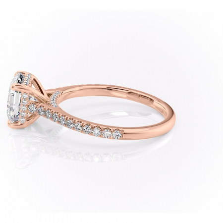 Inel de logodnă Zella din aur Rose 14kt cu moissanite tăietură asscher – Montură pavé rafinată pentru profil înalt | Personalizează și configurează gratuit online [5]