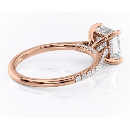 Inel de logodnă Zella din aur Rose 14kt cu moissanite tăietură princess – Montură pavé rafinată pentru profil înalt | Personalizează și configurează gratuit online [2]