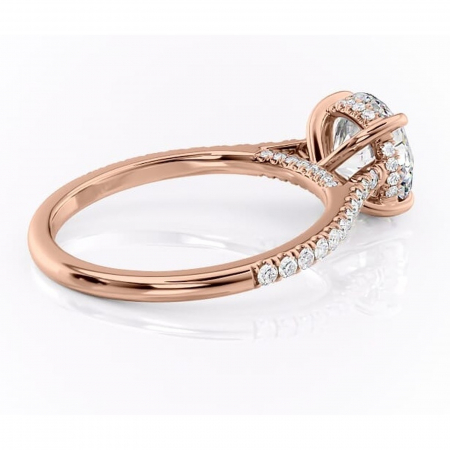 Inel de logodnă Zella din aur Rose 14kt cu moissanite tăietură rotundă – Montură pavé rafinată pentru profil înalt | Personalizează și configurează gratuit online [2]