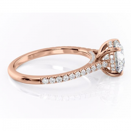 Inel de logodnă Zella din aur Rose 14kt cu moissanite tăietură rotundă – Montură pavé rafinată pentru profil înalt | Personalizează și configurează gratuit online [1]