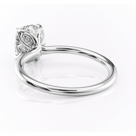 Inel de logodnă Zephyra din aur Alb 14kt cu moissanite tăietură asscher – Solitar rafinată pentru profil înalt | Personalizează și configurează gratuit online [3]