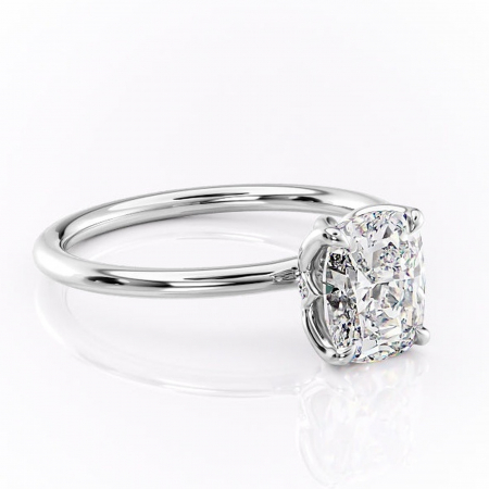 Pernă alungită - Inel de logodnă Zephyra din aur Alb 14kt cu moissanite tăietură asscher – Solitar rafinată pentru profil înalt | Personalizează și configurează gratuit online