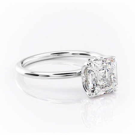 Asscher - Inel de logodnă Zephyra din aur Alb 14kt cu moissanite tăietură asscher – Solitar rafinată pentru profil înalt | Personalizează și configurează gratuit online