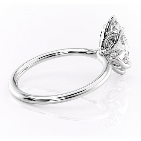 Inel de logodnă Zephyra din aur Alb 14kt cu moissanite tăietură marquise – Solitar rafinată pentru profil înalt | Personalizează și configurează gratuit online [2]