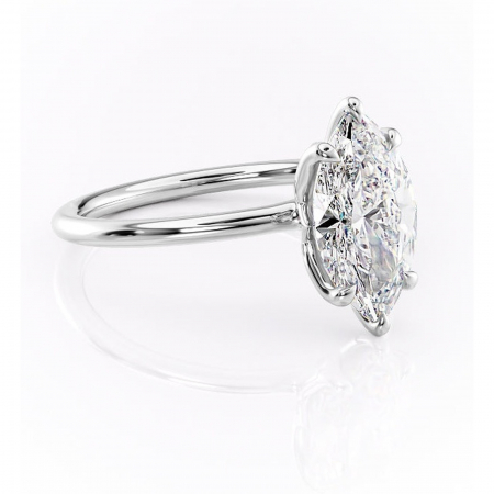 Marquise - Inel de logodnă Zephyra din aur Alb 14kt cu moissanite tăietură marquise – Solitar rafinată pentru profil înalt | Personalizează și configurează gratuit online