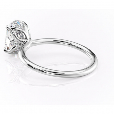 Inel de logodnă Zephyra din aur Alb 14kt cu moissanite tăietură ovală – Solitar rafinată pentru profil înalt | Personalizează și configurează gratuit online [4]