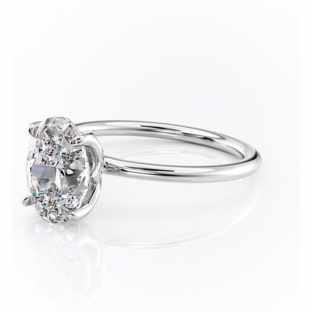 Inel de logodnă Zephyra din aur Alb 14kt cu moissanite tăietură ovală – Solitar rafinată pentru profil înalt | Personalizează și configurează gratuit online [6]