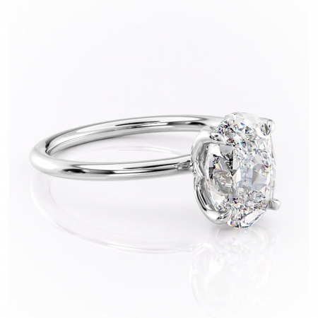 Ovală - Inel de logodnă Zephyra din aur Alb 14kt cu moissanite tăietură ovală – Solitar rafinată pentru profil înalt | Personalizează și configurează gratuit online
