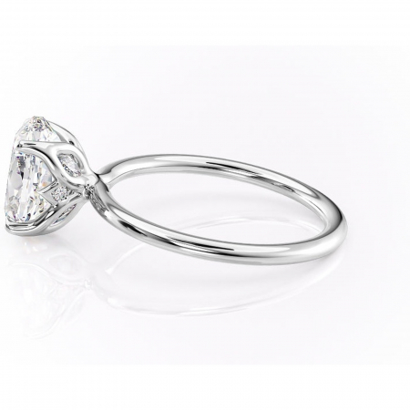 Inel de logodnă Zephyra din aur Alb 14kt cu moissanite tăietură ovală – Solitar rafinată pentru profil înalt | Personalizează și configurează gratuit online [5]