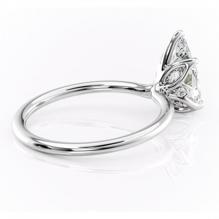 Inel de logodnă Zephyra din aur Alb 14kt cu moissanite tăietură pară – Solitar rafinată pentru profil înalt | Personalizează și configurează gratuit online [2]