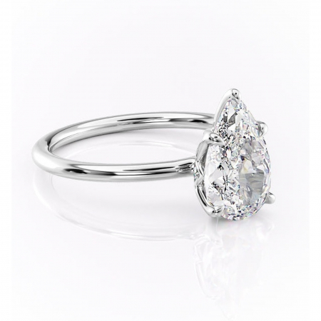Pară - Inel de logodnă Zephyra din aur Alb 14kt cu moissanite tăietură pară – Solitar rafinată pentru profil înalt | Personalizează și configurează gratuit online