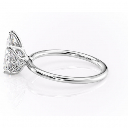 Inel de logodnă Zephyra din aur Alb 14kt cu moissanite tăietură pară – Solitar rafinată pentru profil înalt | Personalizează și configurează gratuit online [5]