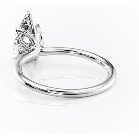 Inel de logodnă Zephyra din aur Alb 14kt cu moissanite tăietură pară – Solitar rafinată pentru profil înalt | Personalizează și configurează gratuit online [3]