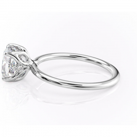 Inel de logodnă Zephyra din aur Alb 14kt cu moissanite tăietură pernă – Solitar rafinată pentru profil înalt | Personalizează și configurează gratuit online [5]