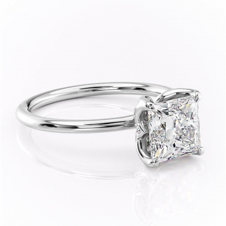 Princess - Inel de logodnă Zephyra din aur Alb 14kt cu moissanite tăietură princess – Solitar rafinată pentru profil înalt | Personalizează și configurează gratuit online