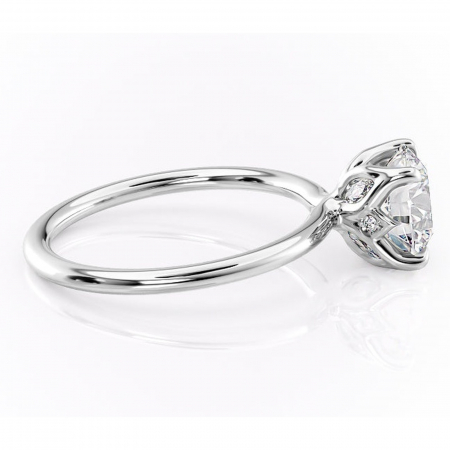 Inel de logodnă Zephyra din aur Alb 14kt cu moissanite tăietură rotundă – Solitar rafinată pentru profil înalt | Personalizează și configurează gratuit online [1]