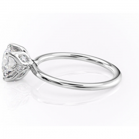 Inel de logodnă Zephyra din aur Alb 14kt cu moissanite tăietură rotundă – Solitar rafinată pentru profil înalt | Personalizează și configurează gratuit online [5]