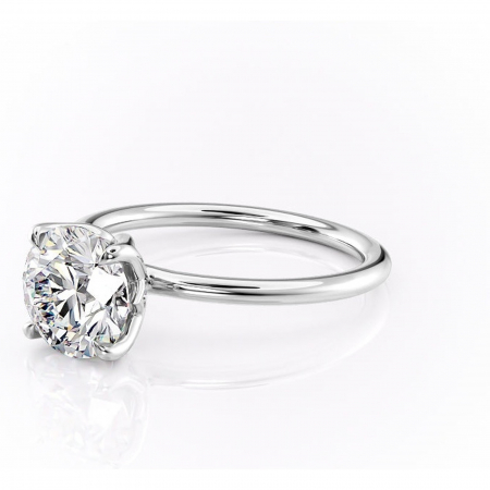 Inel de logodnă Zephyra din aur Alb 14kt cu moissanite tăietură rotundă – Solitar rafinată pentru profil înalt | Personalizează și configurează gratuit online [6]