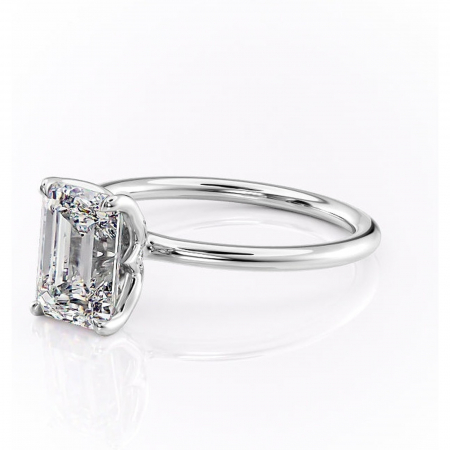 Inel de logodnă Zephyra din aur Alb 14kt cu moissanite tăietură smarald – Solitar rafinată pentru profil înalt | Personalizează și configurează gratuit online [6]