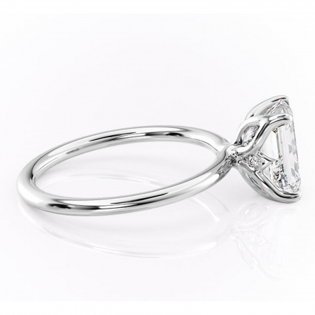 Inel de logodnă Zephyra din aur Alb 14kt cu moissanite tăietură smarald – Solitar rafinată pentru profil înalt | Personalizează și configurează gratuit online [1]