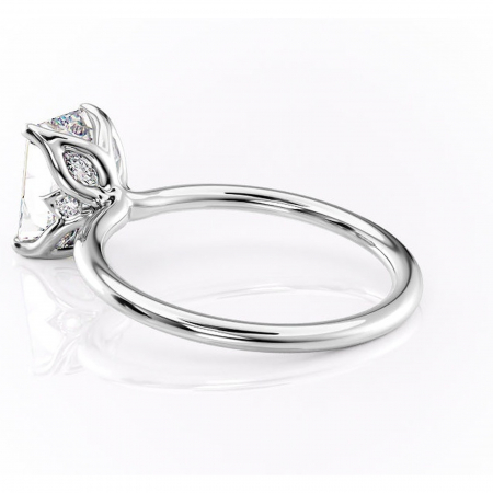 Inel de logodnă Zephyra din aur Alb 14kt cu moissanite tăietură smarald – Solitar rafinată pentru profil înalt | Personalizează și configurează gratuit online [4]