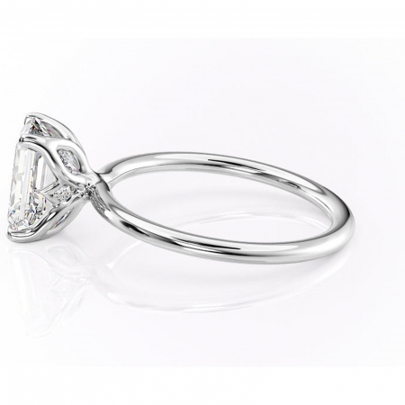 Inel de logodnă Zephyra din aur Alb 14kt cu moissanite tăietură smarald – Solitar rafinată pentru profil înalt | Personalizează și configurează gratuit online [5]