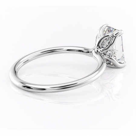 Inel de logodnă Zephyra din aur Alb 14kt cu moissanite tăietură smarald – Solitar rafinată pentru profil înalt | Personalizează și configurează gratuit online [2]