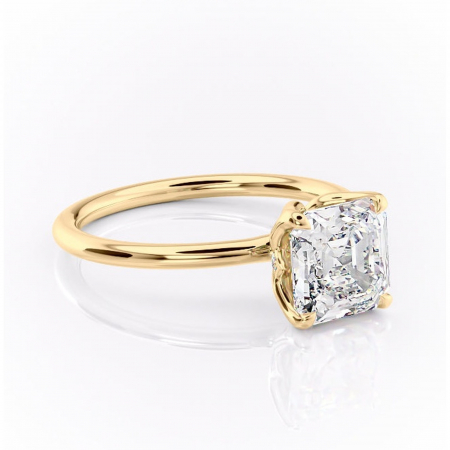 Asscher - Inel de logodnă Zephyra din aur Galben 18kt cu moissanite tăietură asscher – Solitar rafinată pentru profil înalt | Personalizează și configurează gratuit online