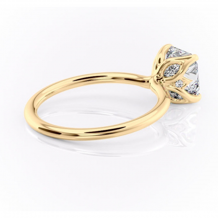 Inel de logodnă Zephyra din aur Galben 14kt cu moissanite tăietură asscher – Solitar rafinată pentru profil înalt | Personalizează și configurează gratuit online [2]