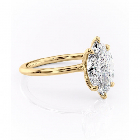Marquise - Inel de logodnă Zephyra din aur Galben 18kt cu moissanite tăietură marquise – Solitar rafinată pentru profil înalt | Personalizează și configurează gratuit online