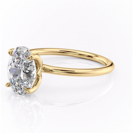 Inel de logodnă Zephyra din aur Galben 14kt cu moissanite tăietură ovală – Solitar rafinată pentru profil înalt | Personalizează și configurează gratuit online [6]